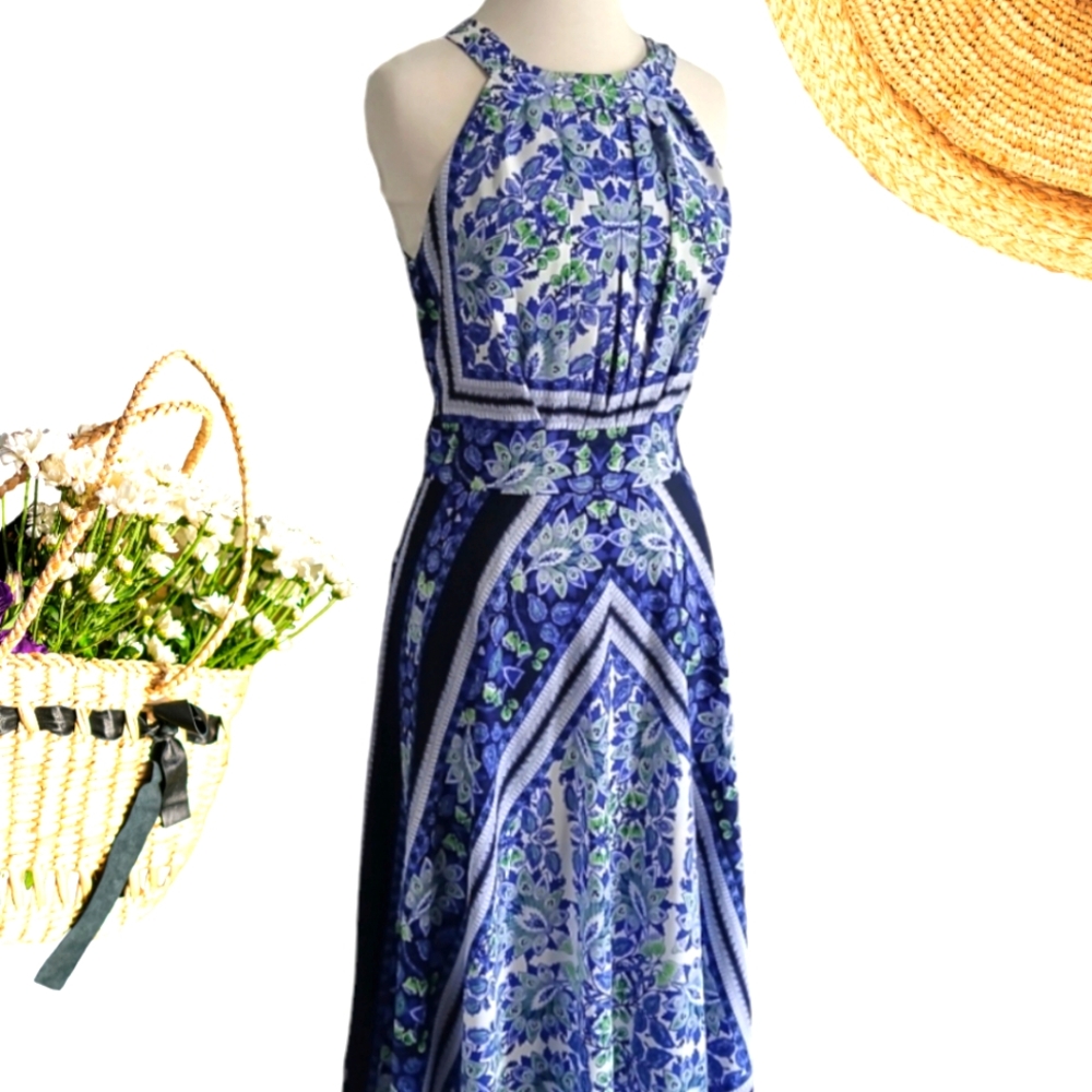 Eliza J Blue Floral Halter Maxi Dress